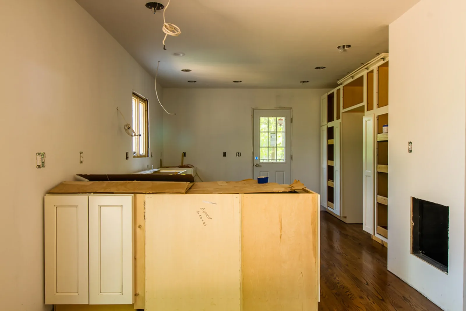 During construction: the kitchen taking shape