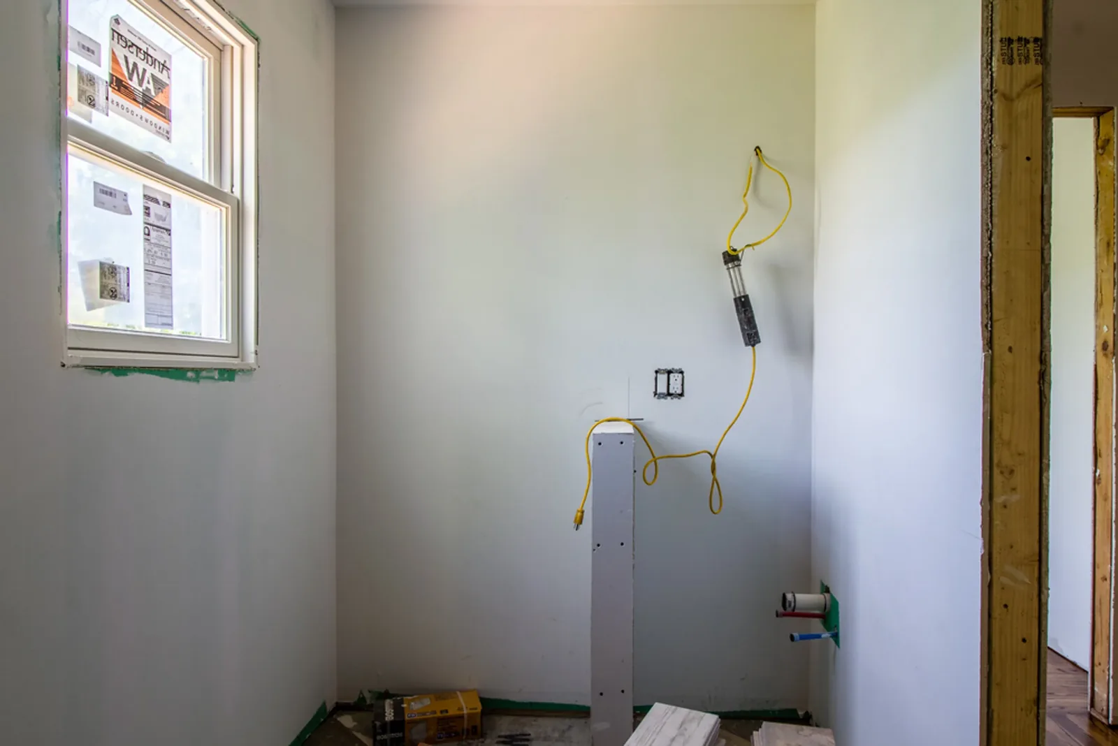 During construction: interior framed down to the studs