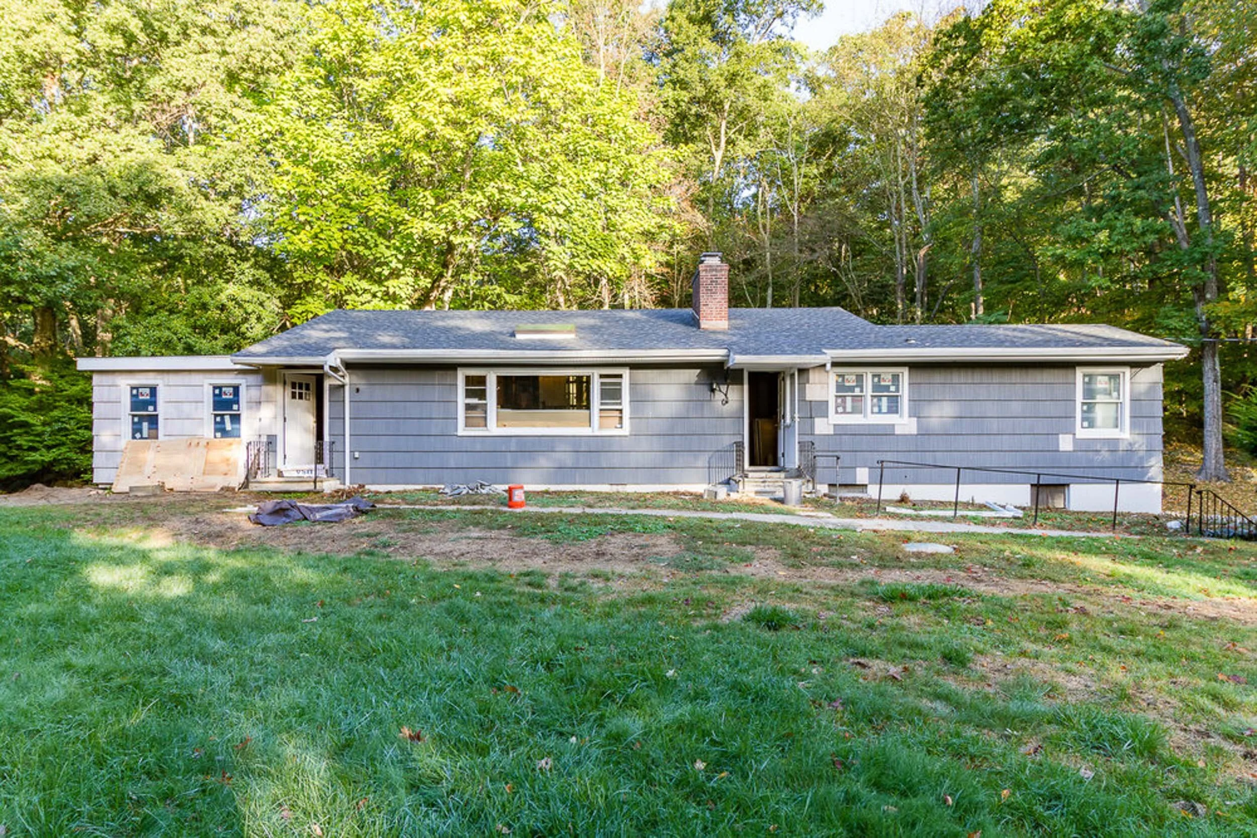 Front exterior of the remodeled ranch at 1780 Spring Valley Rd