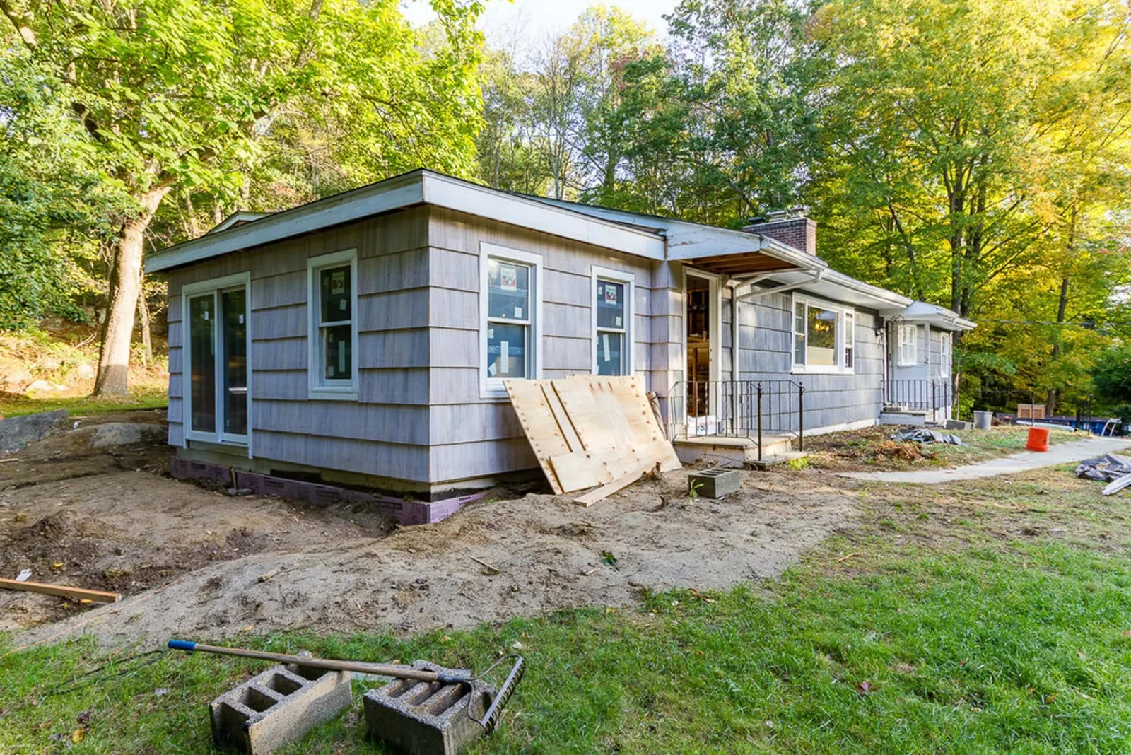 During construction: new siding going on the ranch