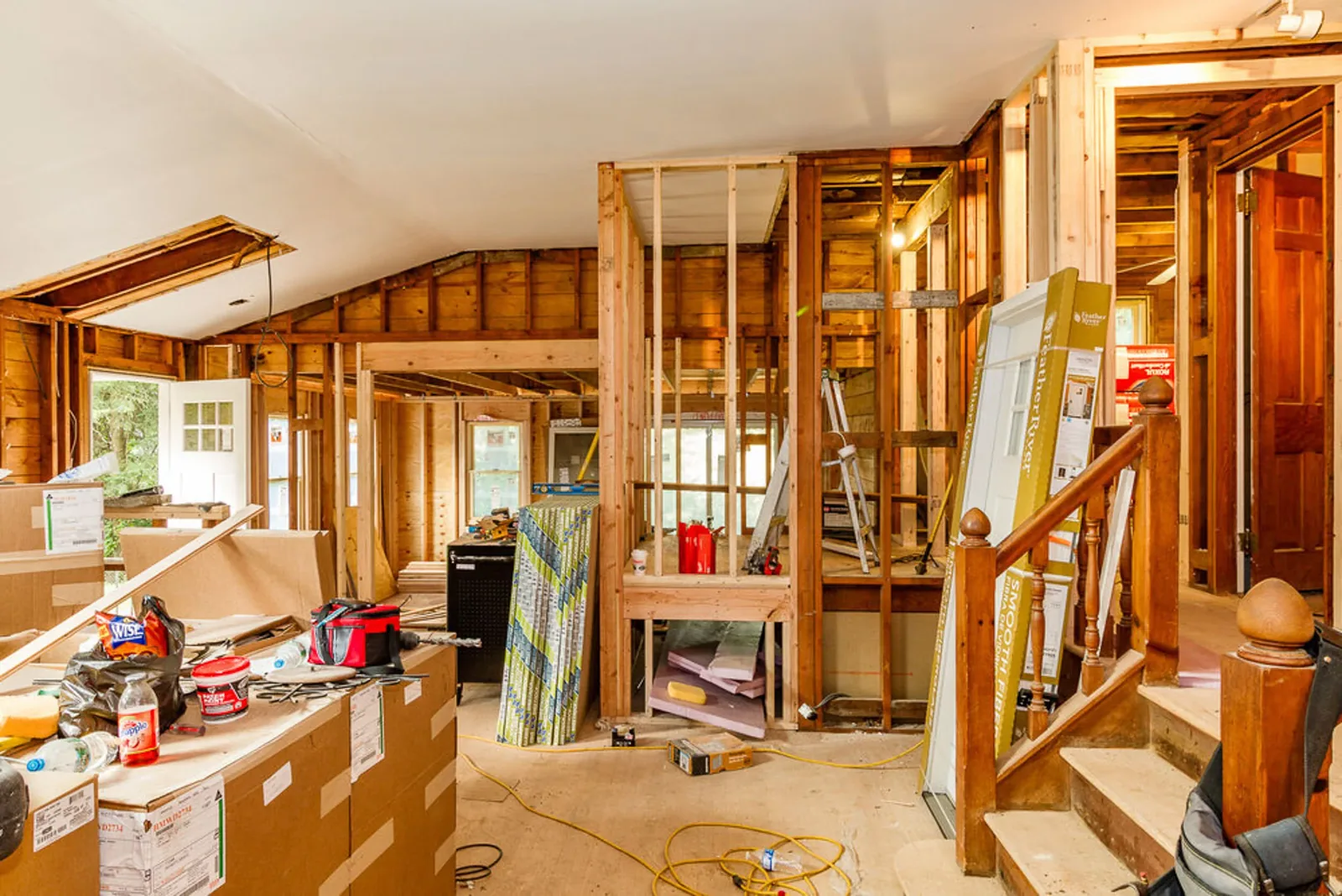 During construction: the kitchen area framed out