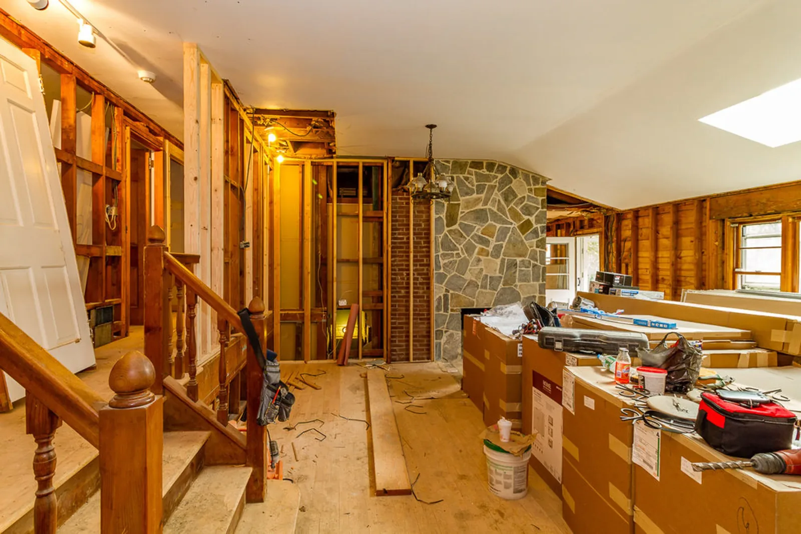During construction: new staircase framing