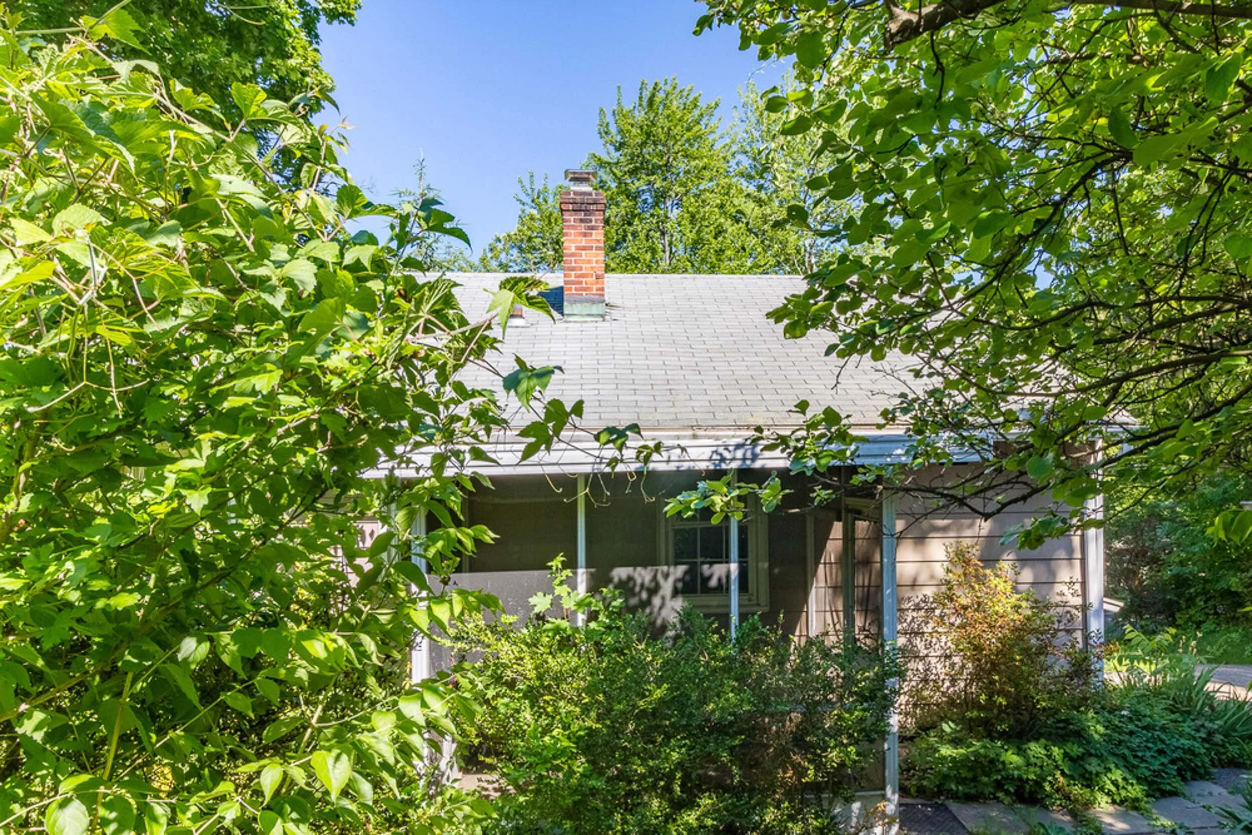 Before: screened porch and original roof